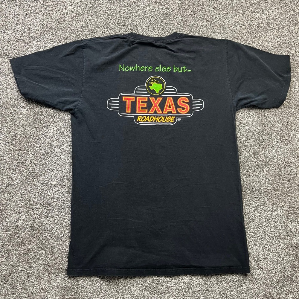 Texas Roadhouse T Shirt Mens Large Black Graphic Short Sleeve Restaurant Promo